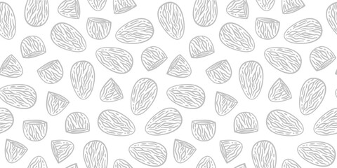 Almond Pattern background. seamless pattern of Almond doodle illustration. doodle almond nut seamless pattern.	
