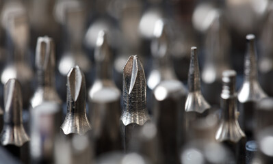 A bunch of screwdrivers with a pointed end