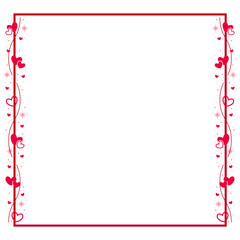 Obraz premium Red Square Border Frame With Glitter And Love Heart Pattern Decoration
