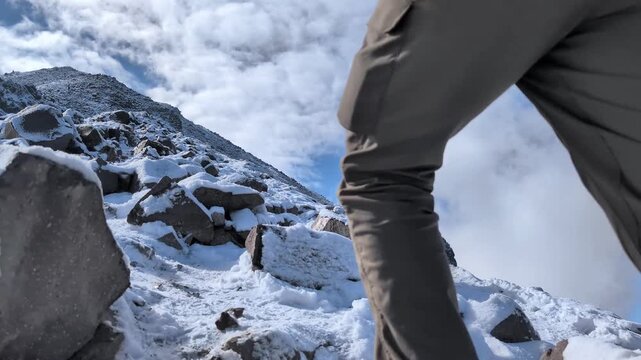 Malintzin Mountain, Mexico, hiker close to the top.