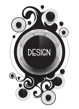 Abstract Geometric Vector Design with Circular Patterns and Decorative Swirls