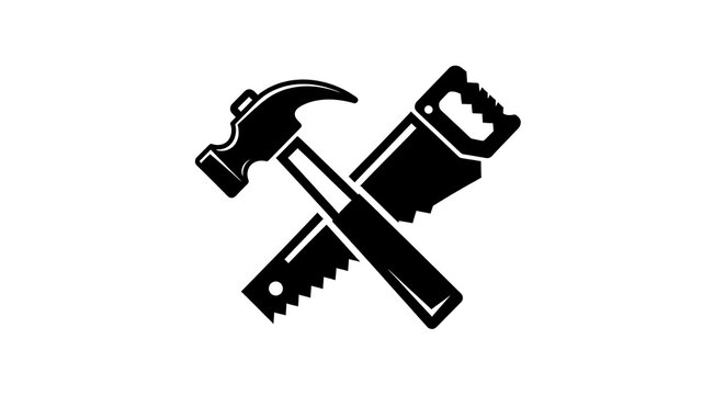 Handyman tools logo with hammer saw and wrench