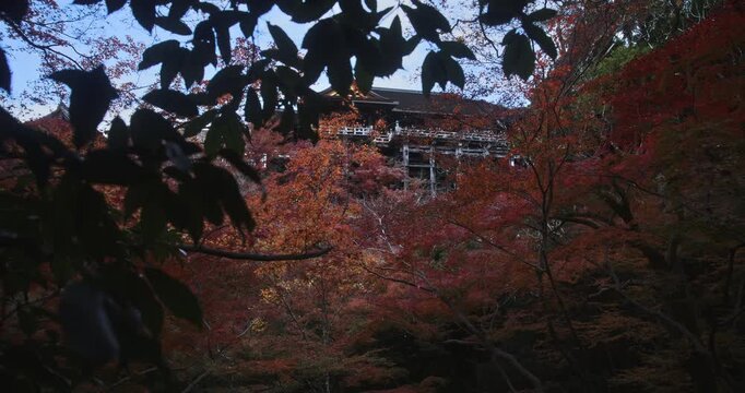 Towering 8th century kiyomizu-dera temple in Japan