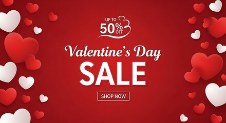 Valentine's day sale promotion with up to fifty percent off offers