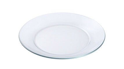 Elegant transparent glass plate isolated on white background, showcasing simplicity and modern design