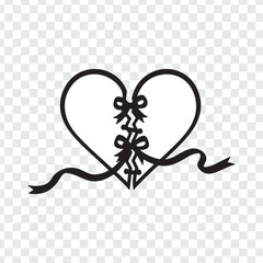a drawing broken heart with a bow