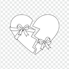 a outline of a broken heart