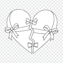 broken heart with bows and ribbons