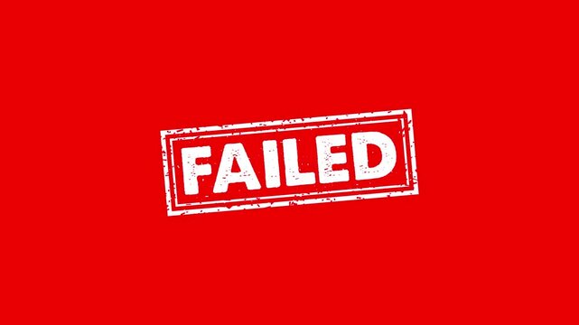 Failed rubber stamp animation. failed texture text Up to down motion graphics. stamp zooming and hit effect 4k video.