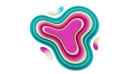 Fototapeta premium Abstract layered fluid shapes with pink, cream, and teal colors