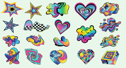 Obraz premium Psychedelic Shapes and Symbols Collection