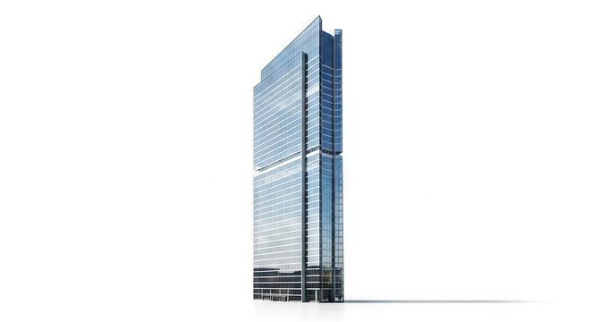 Tall skyscraper with many windows featuring a distinct upper section design