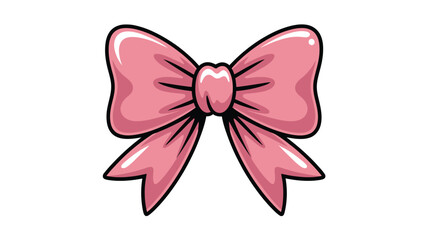 A large pink bow on a white background for decoration or gift wrapping