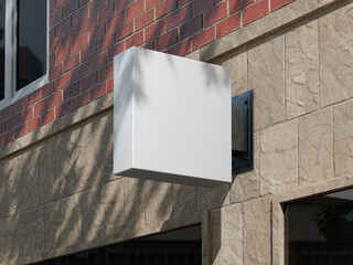 White Blank Square Store Signage Mockup on Building Exterior for Branding and Advertising
