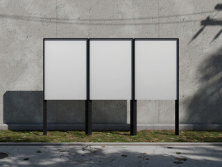 Realistic White Blank Advertisement Outdoor Poster Mockup on a Roadside 3D Rendering