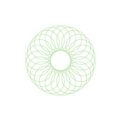 Geometric Circular Pattern Ring Design in Green With Interlocking Petal Circles