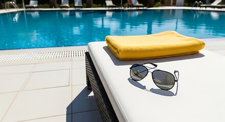 Relaxation by the poolside with sunglasses illustration