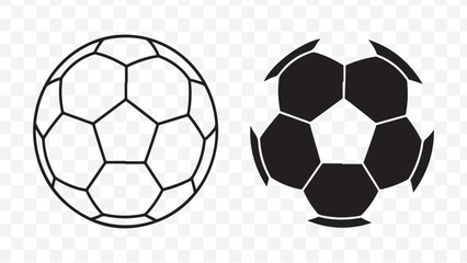 Obraz premium Soccer ball or football vector icons, black and white, for sports logo or branding, isolated on Transparent Background