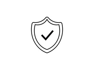 Outline Shield with Checkmark Icon - Security, Protection, and Verification Symbol