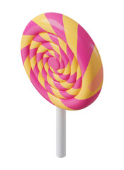 Isometric Swirl Lollipop,isolated on a transparent background