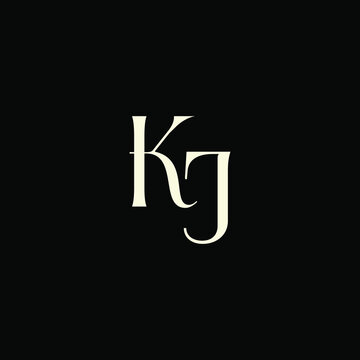 Elegant Intertwined K and J logo design. KJ monogram. Modern, sophisticated branding symbol suitable for luxury fashion, design studios, and editorial logos.