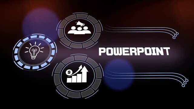 Professional PowerPoint presentation design and corporate reporting motion graphic featuring teamwork and growth icons