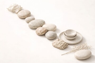 Minimal Zen Stone Arrangement with Expansive Corporate Copy Space