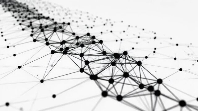 Connected network plexus on white background with copy space
