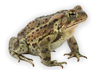 Common brown toad sitting isolated on transparent background