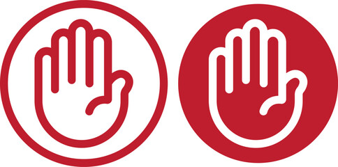 Obraz premium Raised hand icon symbolizing stop or interaction. Stop hand icon. Raised hand icon for templates, web design and infographics. EPS10 