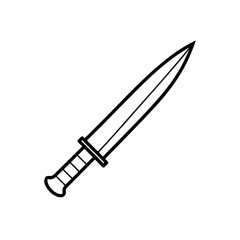 A simple line drawing of a classic sword with a hilt