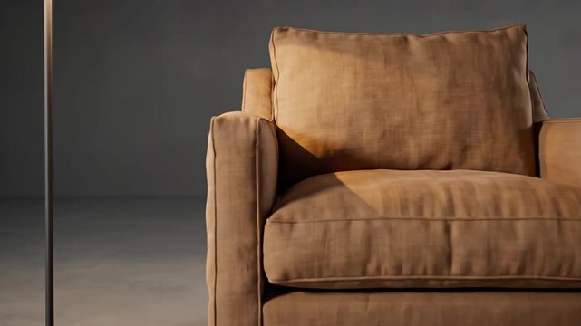 Comfortable armchair with floor lamp in minimalist interior setting