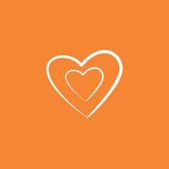 Orange color and heart backgroung 