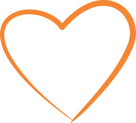 Orange heart love line art  