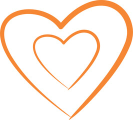 Orange heart love line art  