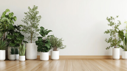 Fototapeta premium Bright indoor space filled with diverse green plants, created AI