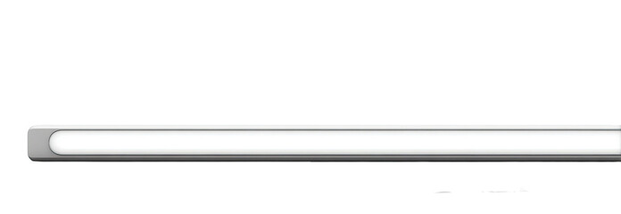 Obraz premium A smooth, horizontal, glowing bar with a rounded end, set against a stark black backdrop