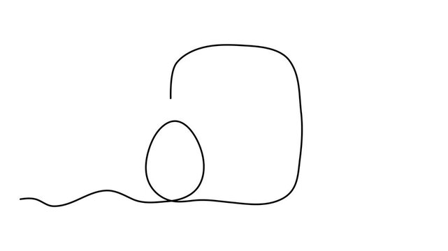 Easter cake anone line art animation, hand drawn sweet pastries traditional continuous drawing contour motion. Christian orthodox religion holiday Resurrection of Jesus Christ, festive decoration. 4k 
