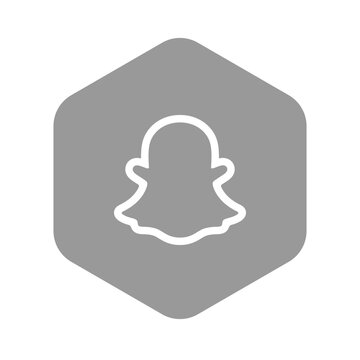 Snapchat instant messaging app icon. Black silhouete square shape vector illustration.