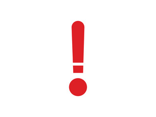 Bold red exclamation mark on a white background, symbolizing warning, attention, or importance.