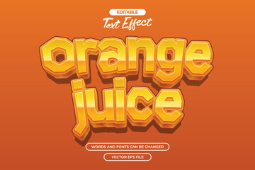 Orange juice editable text effect with cartoon text style