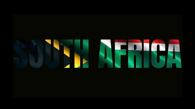 Animated letters of South Africa, with South Africa waving flag background
