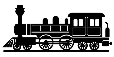 Vintage steam Train   black silhouette vector, steam Train  vector icon