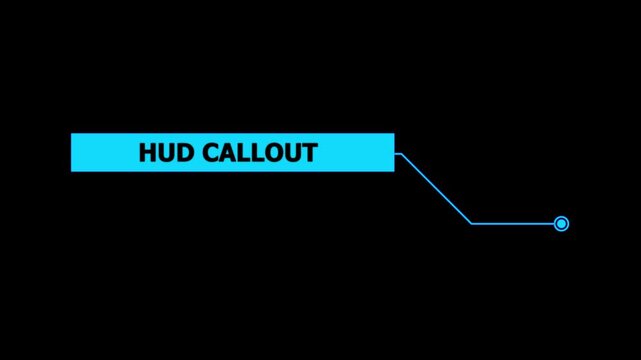 Animation of HUD elements with text Hud Callout. Hud Callout Data Panel For Gaming Stream Overlay. Futuristic callout titles. Virtual sci fi textbox for HUD.