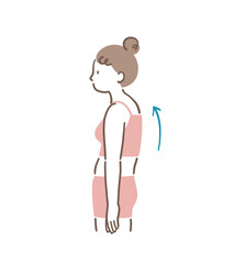 横から見た猫背の女性のイラスト素材