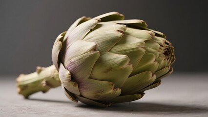 Obraz premium A single fresh artichoke, a vibrant and healthy vegetable, ready for culinary preparation or as a nutritious plant-based ingredient for gourmet dishes