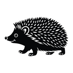Hedgehog walking side view Vector, Silhouette, Illustration