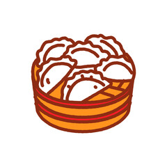 Chinese traditional New Year dumplings in doodle style