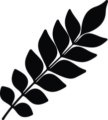silhouette botanical leaf branch element for natural garden decoration isolated vector design