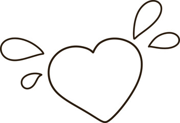 Cute Heart Icon with Sparkling Water Droplets Line Art Doodle